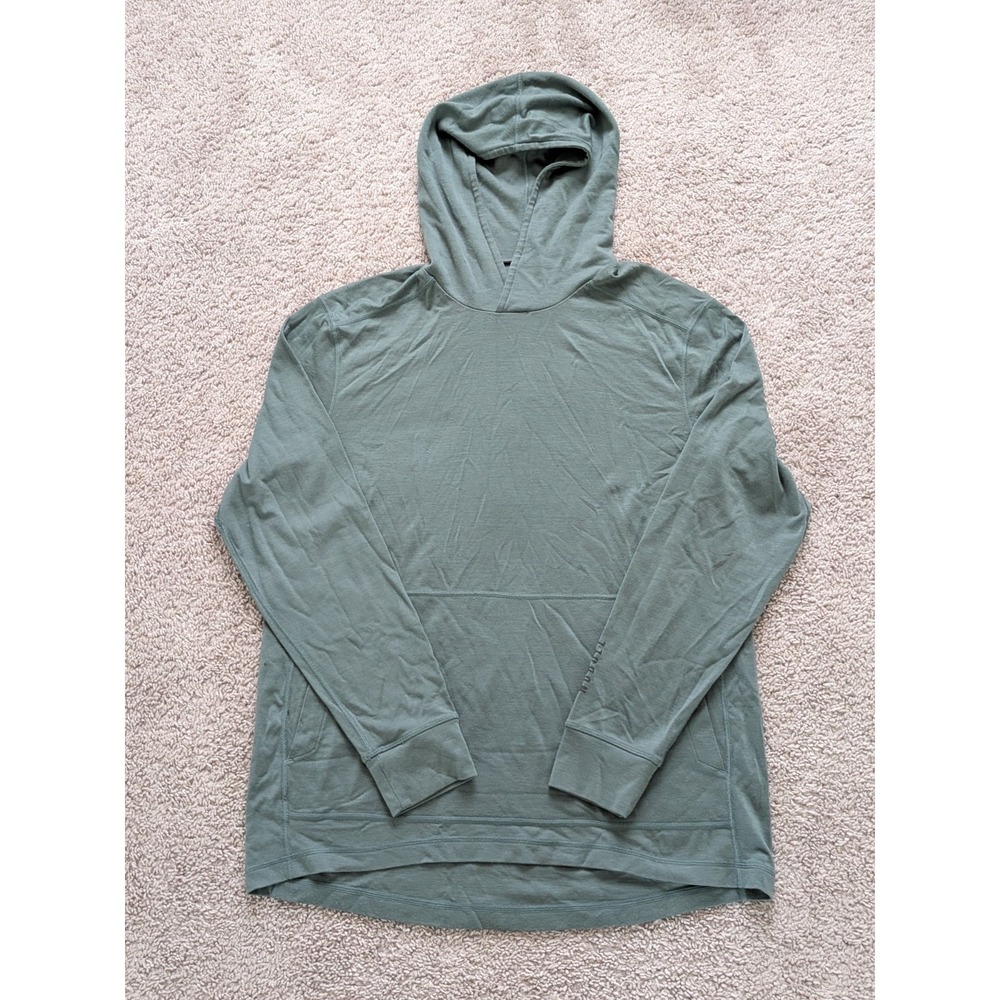 Nobull Hoodie Mens XL Blended Merino Wool Green Performance Golf Pullover